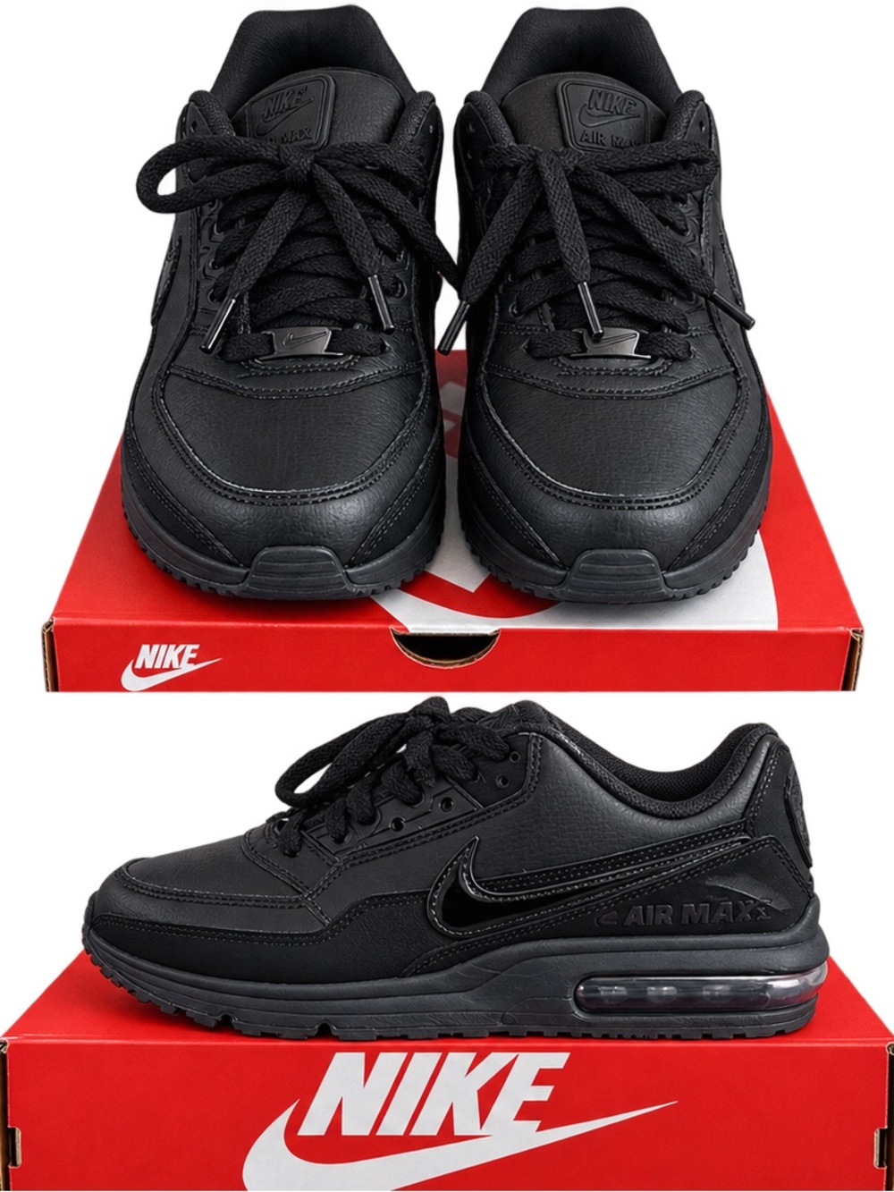 Nike Men’s Black Leather Air Max Casual Sneakers